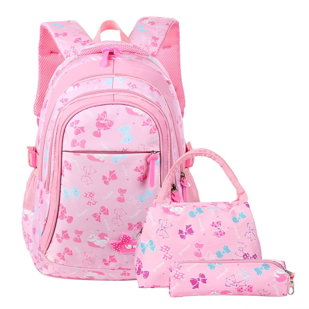 School Backpacks Girls and Boys Backpack with Lunch Bag/Pencil Case for Students Between 7-16 Years Old - 3 In 1 Bookbags, Pink