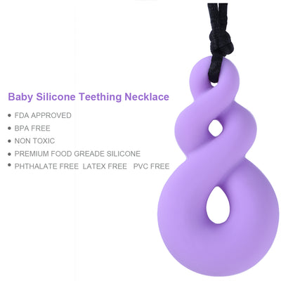 2 Pcs Chewing Necklace Teething Toys Calming Chewelry Chew Necklace, Suitable for Autism and Oral Motor Special Needs Kids, Purple and Blue