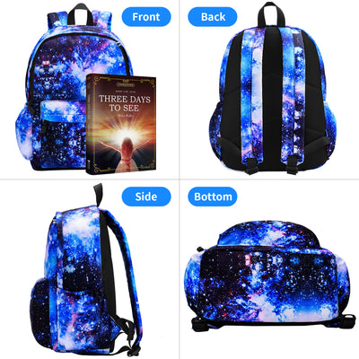 Vibger School Backpack Set Star School Bag with Laptop & Pencil Bag Fashionable & Practical School Bag for Girls and Boys - Blue