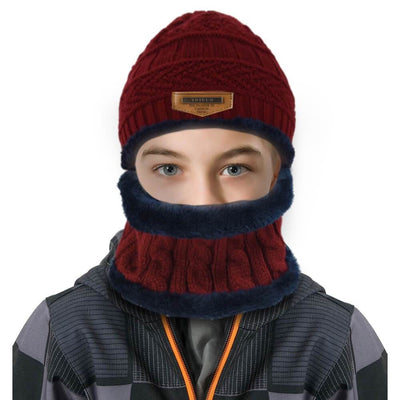Vbiger Kids Warm Knitted Beanie Hat and Circle Scarf Set - Hats