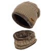Vbiger Kids Warm Knitted Beanie Hat and Circle Scarf Set - Khaki - Hats