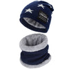 Vbiger Kids Winter Knitted Hat And Infinity Scarf Set 2 Pieces Warm Winter Knitted Set - Navy blue - Hats