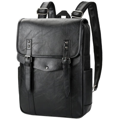 Vbiger Men Vintage PU Leather Backpack Laptop Backpack School Book bag for Men - Black - Backpacks