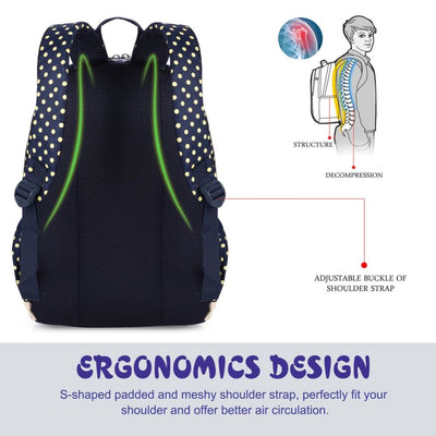 Vbiger School Bag Waterproof Nylon Shoulder Day pack Polka Dot Backpacks - Backpacks