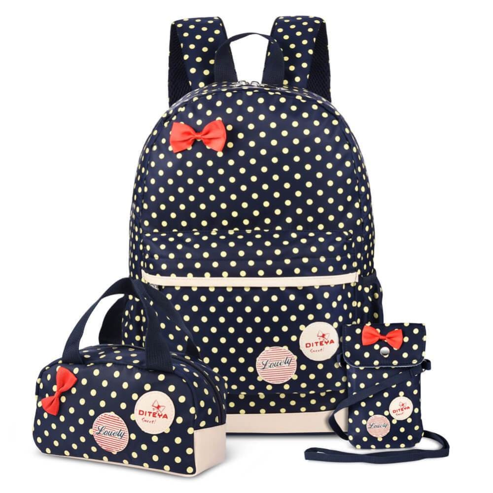 Vbiger School Bag Waterproof Nylon Shoulder Day pack Polka Dot Backpacks - Dark Blue - Backpacks