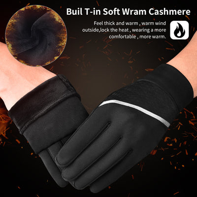 Winter Gloves Touch Screen Gloves Cold Weather Gloves with Anti-slip Palm and Thickened Fleece Lining, Black