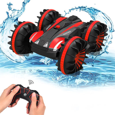 RC Car Toys for 5-12 Year Old Boys, Amphibious Remote Control Car for Kids 2.4 GHz RC Stunt Car for Boys Girls 4WD Off Road Monster Truck Christmas Birthday Gifts Remote Control Boat Beach Toy