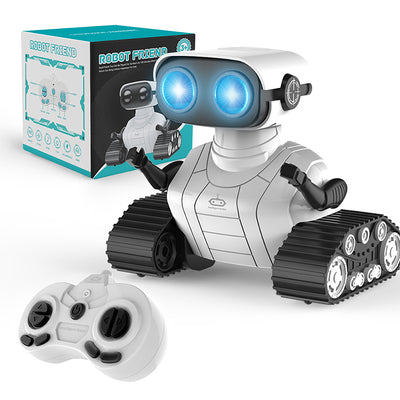 Kids Remote Control Robot Toys- Rechargeable RC Robots Toy with Auto-Demonstration, Flexible Head & Arms, Dance Moves, Music, Shining LED Eyes, Girls Boys Toys Birthday