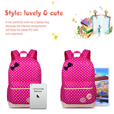 3 in 1 School Bag Waterproof Nylon Shoulder Daypack Polka Dot Bookbags Backpacks Cell Phone Messenger Bags Pencil Case