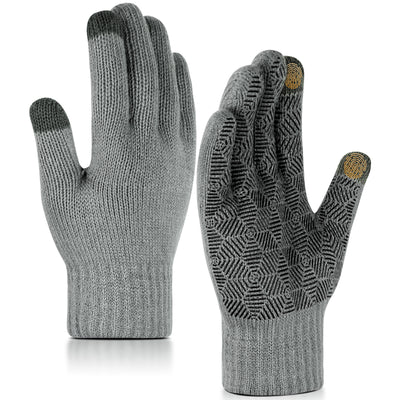 Knitted Warm Winter Gloves: Full Finger Gloves Cold Weather Gloves with Anti-slip Palm and Elastic Cuffs
