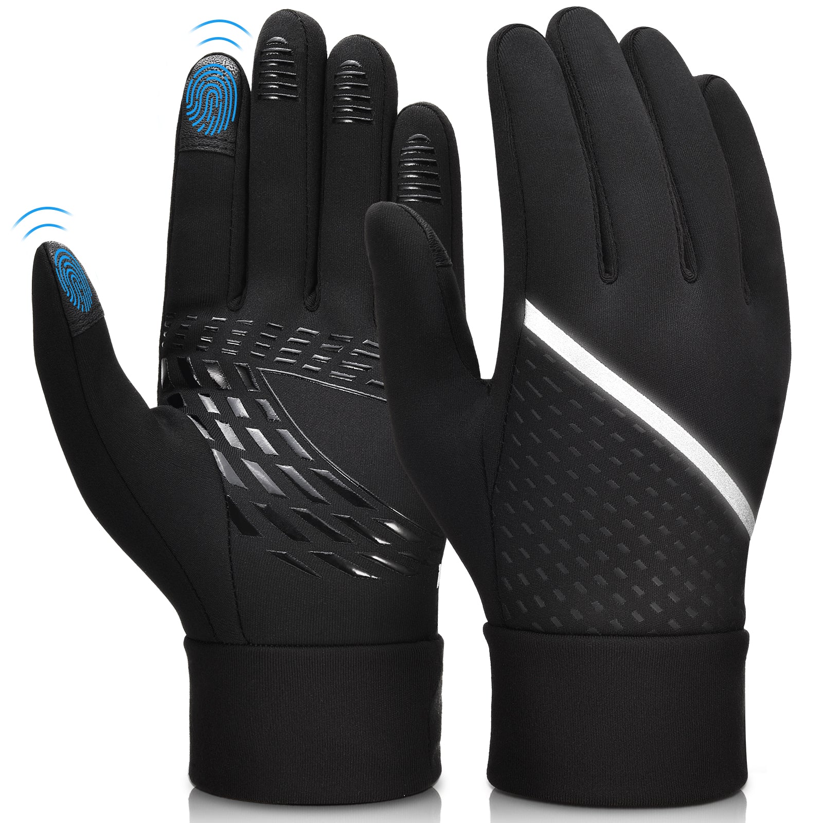 Winter Gloves Touch Screen Gloves Cold Weather Gloves with Anti-slip Palm and Thickened Fleece Lining, Black