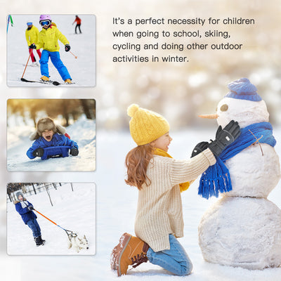 Vbiger Kids Ski Snow Gloves Cold Weather Gloves, Winter Gloves Anti-Slip Waterproof Windproof Thermal Fleece with Grip Suitable for Kids Between 10-12 Years Old, Black