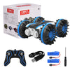 Mini RC Stunt Car Remote Control Car 4WD Amphibious 2.4GHz Double Sided 360° Rotating for Kids, Blue