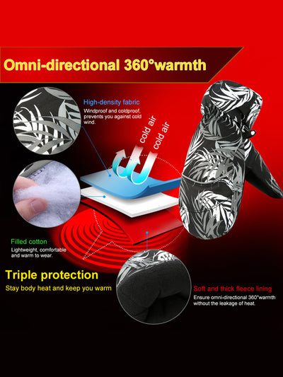 Thick Ski Gloves Warm Winter Gloves Cold Weather Gloves Anti-slip Outdoor Sports Mittens Windproof Skating Gloves with Fleece Lining, Suitable for Kids between 2-7 Years Old (Black)