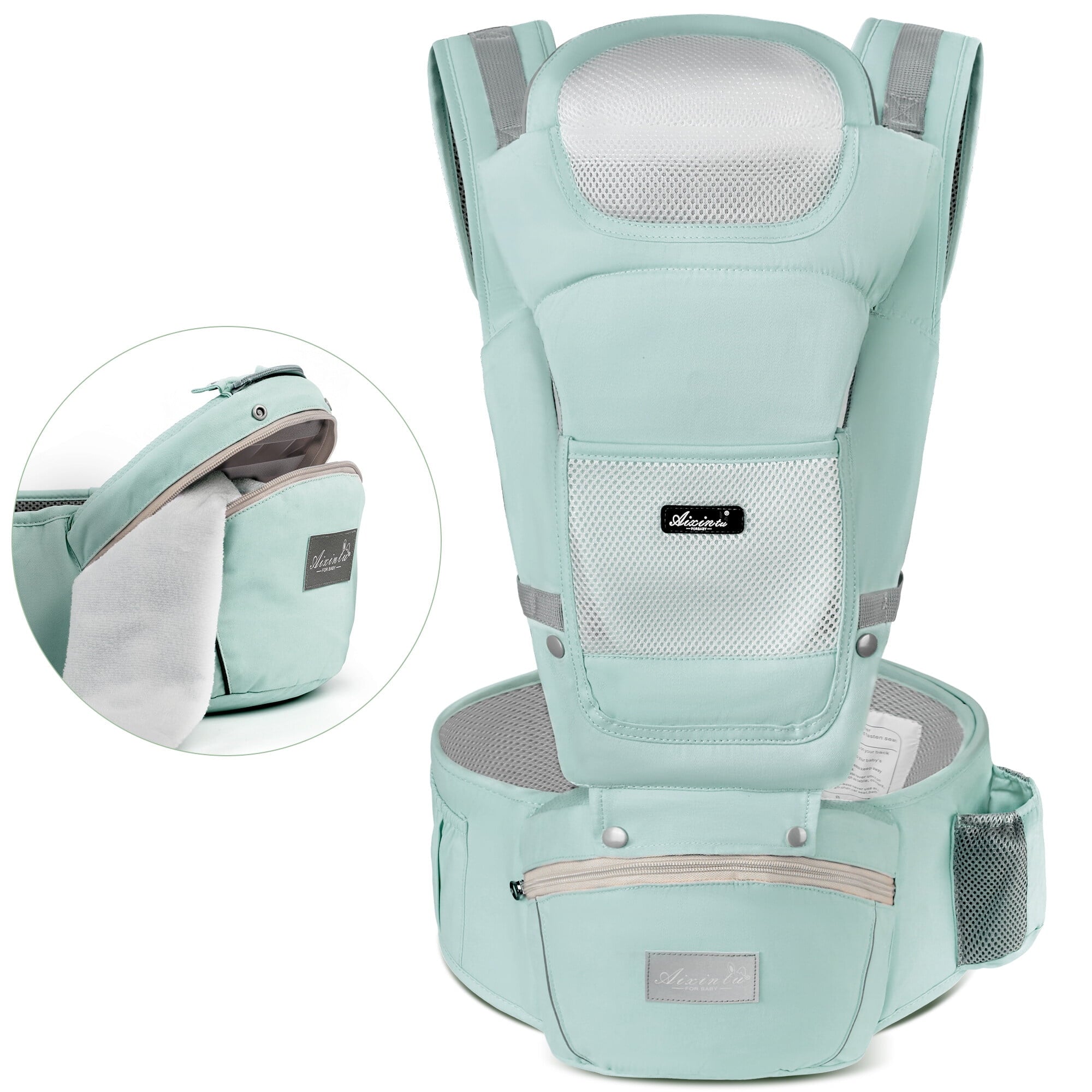 Vbiger 6-in-1 Convertible Baby Carrier Newborn to Toddler, Kangaroo Ergonomic Baby Carrier with Hip Seat Lumbar Support, 8-50 lbs, Green