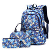 School Bag Shoulder Bag Large Capacity Travel Bag with Lunch Bag, Pencil Bag, Blue