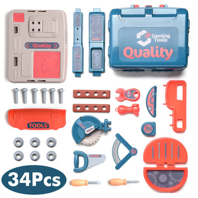 Kids Tool Set - 34 PCS Pretend Play Toolbox Toy Set for Toddler, Kids Tool Workbench Toys Construction Tool Kit Playset Accessories Gift for Girls Boys Ages 3 4 5 6 7 8 Years Old