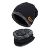 2Pcs Kids Winter Knitted Hats+Scarf Set Warm Fleece Lining Cap for 5-14 Year Old Boys Girls