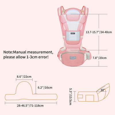 Baby Carrier Waist Stool Detachable Newborn Walkers Cotton Mesh Backpack for All Seasons, Pink