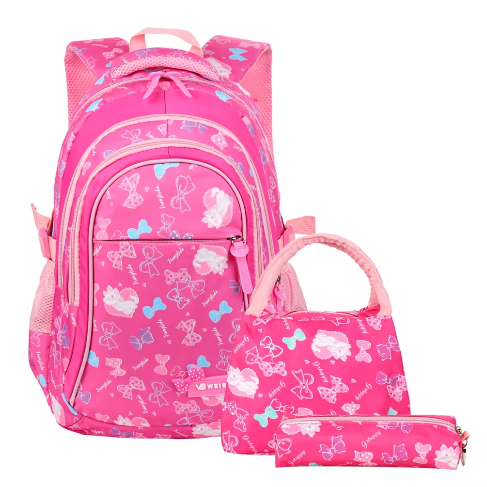 Vbiger School Backpacks for Girls and Boys 3 In 1 Bookbag with Lunch Bag/Pencil Case for Students