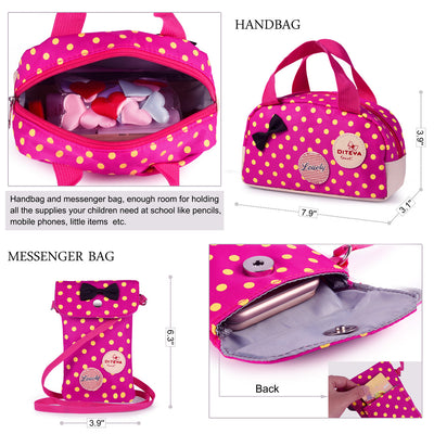 3 in 1 School Bag Waterproof Nylon Shoulder Daypack Polka Dot Bookbags Backpacks Cell Phone Messenger Bags Pencil Case