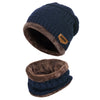 2Pcs Kids Winter Knitted Hats+Scarf Set Warm Fleece Lining Cap for 5-14 Year Old Boys Girls