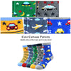 Vbiger Toddler Boys Cotton Socks Little Boys Cute Cartoon Pattern Socks Dual Defense Cushion Comfort Socks for 3-5 Years Old Boys - 5 Pairs