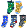 Vbiger Toddler Boys Cotton Socks Little Boys Cute Cartoon Pattern Socks Dual Defense Cushion Comfort Socks for 3-5 Years Old Boys - 5 Pairs