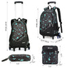 Rolling Backpack 3 Piece Heavy Duty Waterproof School Backpack with Bag and Pencil Case Primary Schoolbag Trolley Bag Wheeled Backpack Carry on Luggage