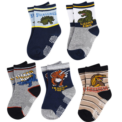 Toddler Boys Socks Cartoon Dinosaurs Pattern Sport Socks Crew Socks for 3-5 Years Old, 5 Pairs