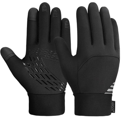 6-8 Years Kids Winter Gloves Thickened Touch Screen Gloves Cold Weather Gloves with Reflective Designs- Ideal Gift for Christmas, Black