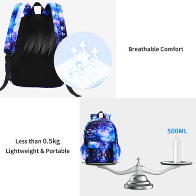 Vibger School Backpack Set Star School Bag with Laptop & Pencil Bag Fashionable & Practical School Bag for Girls and Boys - Blue