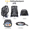 Vibger 3PCS Kids Rolling Backpack - Wheeled Backpack Kids Rolling Bookbag with Cross-Body Bag, Pencil Bag-Black