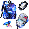 Vibger School Backpack Set Star School Bag with Laptop & Pencil Bag Fashionable & Practical School Bag for Girls and Boys - Blue