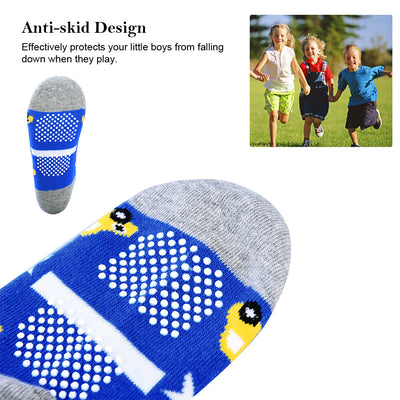 Vbiger Toddler Boys Cotton Socks Little Boys Cute Cartoon Pattern Socks Dual Defense Cushion Comfort Socks for 3-5 Years Old Boys - 5 Pairs