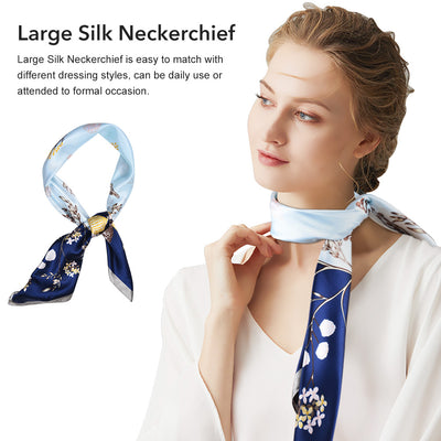 Women's Large Satin Square Silk Feeling Hair Scarf 35.4 x 35.4 inches, 4Pcs