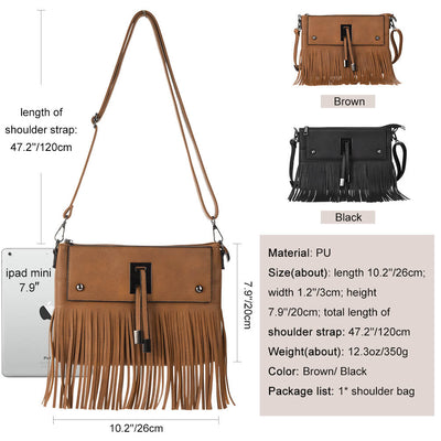 Vbiger Fashionable Shoulder Bags Cross-Body Bag Women Handbag with Tassel Decoration