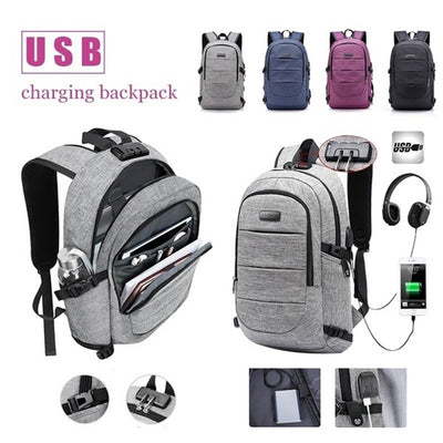 Vbiger Large-capacity Student Backpack Outdoor Backpack with USB Charging Port, Grey