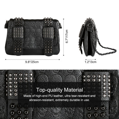 Vbiger PU Leather Shoulder Bag Trendy Cross-body Bag Delicate Rivet Decoration