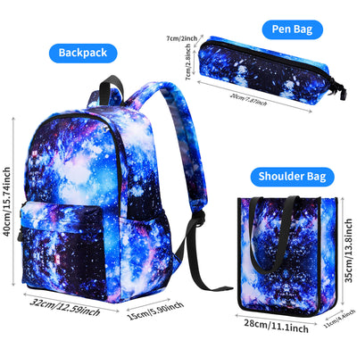 Vibger School Backpack Set Star School Bag with Laptop & Pencil Bag Fashionable & Practical School Bag for Girls and Boys - Blue