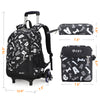 Vibger 3PCS Kids Rolling Backpack - Wheeled Backpack Kids Rolling Bookbag with Cross-body Bag, Pencil Bag