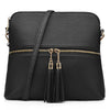 Messenger Crossbody Bag for Women - PU Leather Fashion Women Handbag Shoulder Bag Pocketbook Ladies Leather Satchel Tote with Adjustable Shoulder Strap - Black