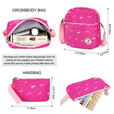 Vbiger 3-in-1 School Bag Waterproof Nylon Shoulder Daypack Polka Dot Bookbags - Backpacks