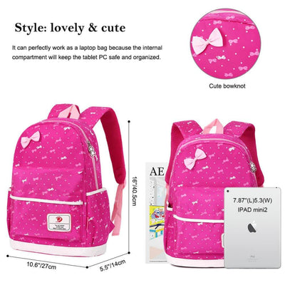 Vbiger 3-in-1 School Bag Waterproof Nylon Shoulder Daypack Polka Dot Bookbags - Backpacks