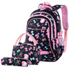 Vbiger 3-in-1 Student Shoulder Bags Set Trendy Backpack Lunch Tote Bag and Pencil Case - Black - Backpacks