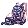 Vbiger 3-in-1 Student Shoulder Bags Set Trendy Backpack Lunch Tote Bag and Pencil Case - Dark Blue - Backpacks