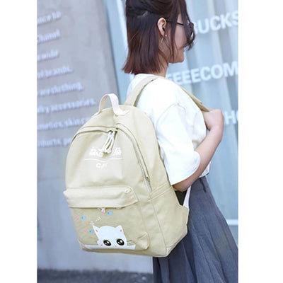 Vbiger 4-in-1 Shoulder Bags Casual Student Daypack for Teenage Girls Cute Cat Pattern - Bag