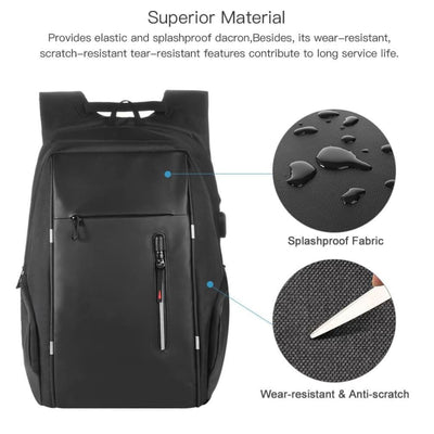 Vbiger Business Backpack Casual Daypack with USB Charging Port & Reflective Strips - Backpacks