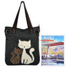 Vbiger Fashionable Two Cats Embroidered Handbag Backpack Casual Canvas Single-Shoulder Messenger Bag - Backpacks