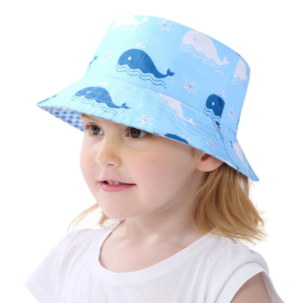 Vbiger Kids Sun Protection Hat UPF 50+ Sun Hat Bucket Hat with Double-sided Design and Improved Self-adhesive Strap - 52cm - Hats